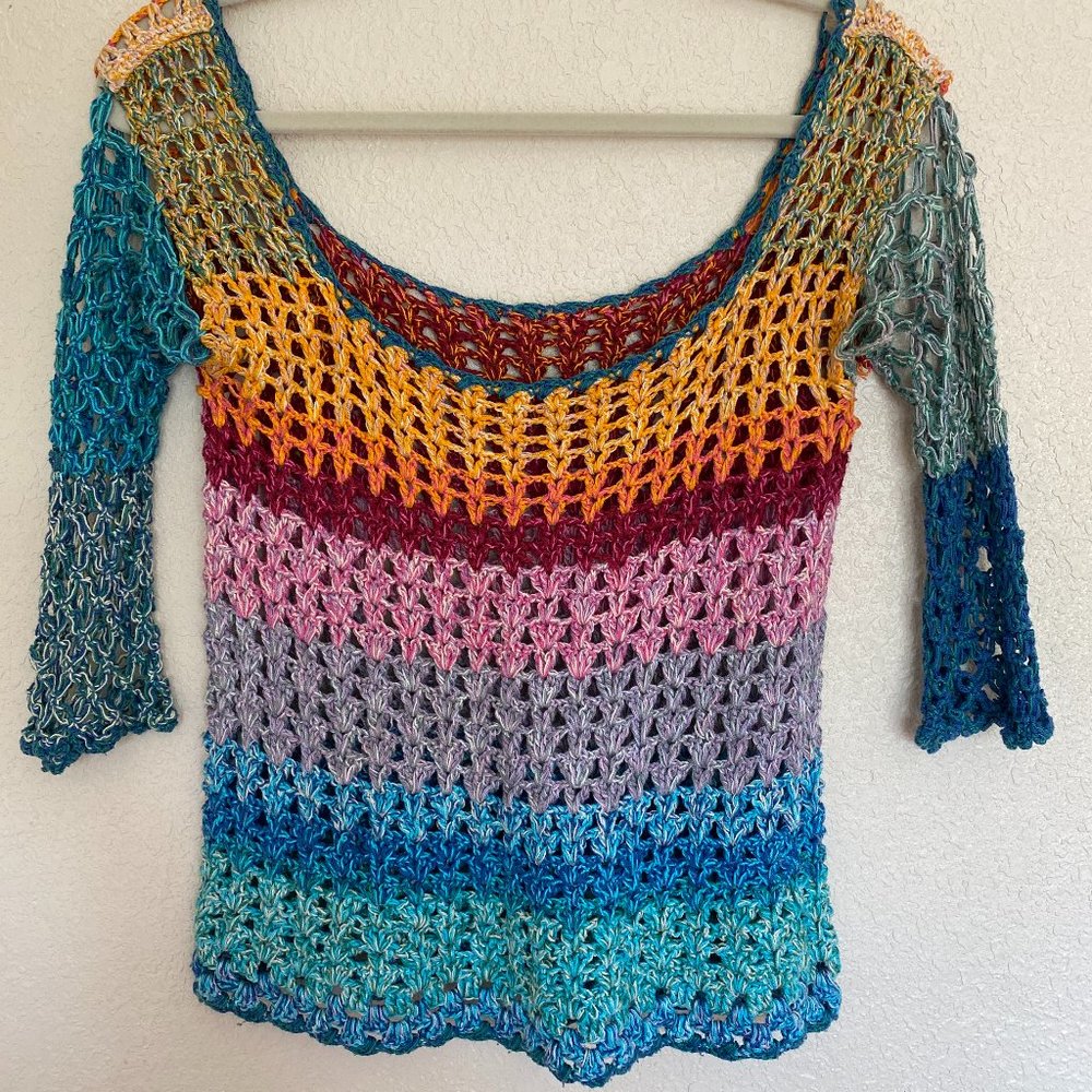 Unique Handmade Tricot Rainbow Beach Top